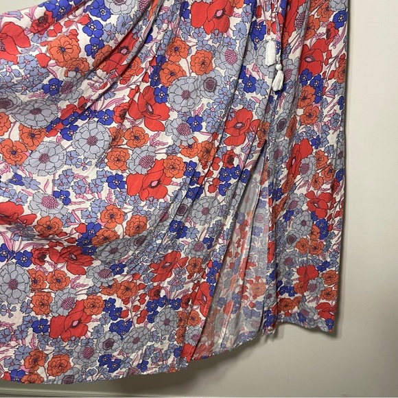 Japna Women Blue Red multi color floral strapless flowy maxi summer dress in XS - Picture 3 of 8